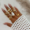 Ring Set Alloy Imitation Pearl Geometric Style Electroplating