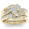 Ring Set Copper Geometric Inlaid Zircon Women's Couple Style