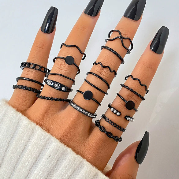 Ring Set Geometric Spiral Cross Alloy Electroplating Style Simple Unisex