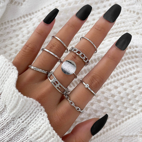 Ring Set Geometric Spiral Cross Alloy Electroplating Style Simple Unisex