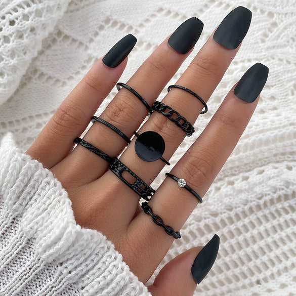 Ring Set Geometric Spiral Cross Alloy Electroplating Style Simple Unisex
