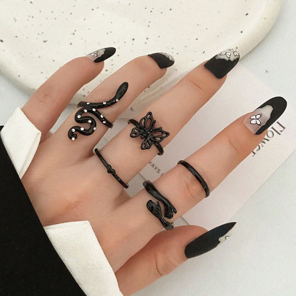 Ring Set Geometric Spiral Cross Alloy Electroplating Style Simple Unisex