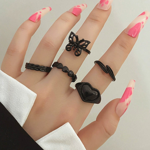 Ring Set Geometric Spiral Cross Alloy Electroplating Style Simple Unisex