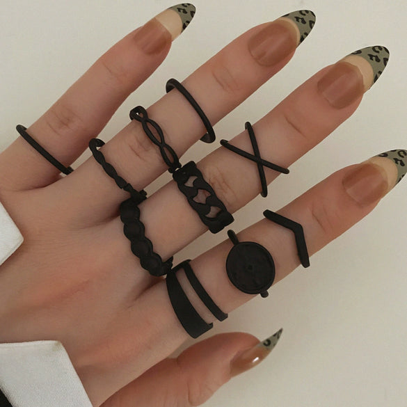 Ring Set Geometric Spiral Cross Alloy Electroplating Style Simple Unisex