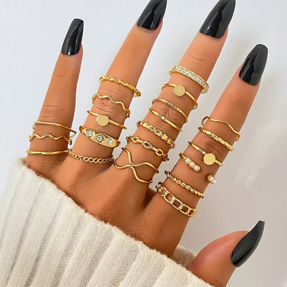 Ring Set Geometric Spiral Cross Alloy Electroplating Style Simple Unisex