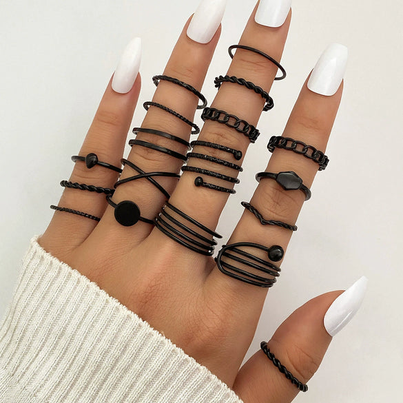 Ring Set Geometric Spiral Cross Alloy Electroplating Style Simple Unisex