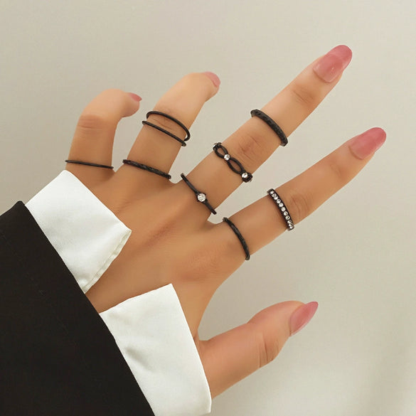 Ring Set Geometric Spiral Cross Alloy Electroplating Style Simple Unisex