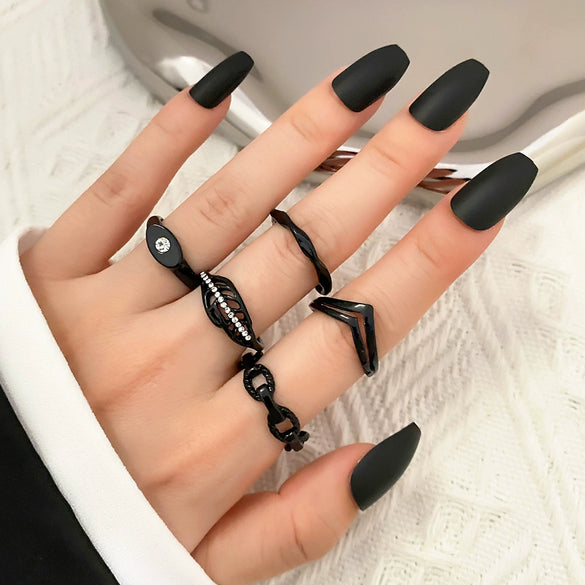 Ring Set Geometric Spiral Cross Alloy Electroplating Style Simple Unisex