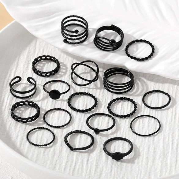 Ring Set Geometric Spiral Cross Alloy Electroplating Style Simple Unisex
