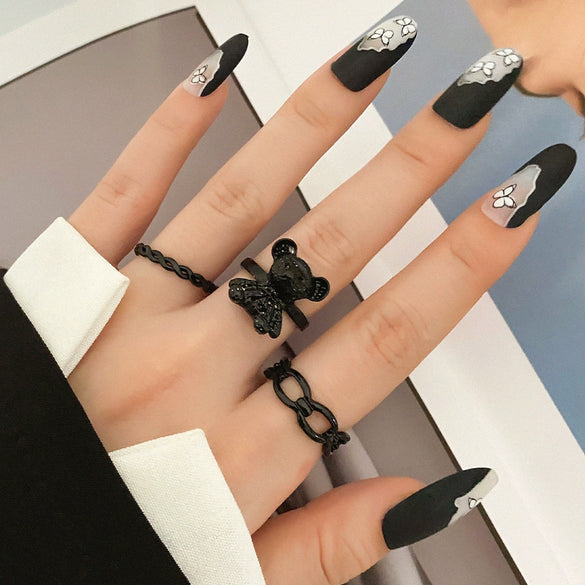 Ring Set Geometric Spiral Cross Alloy Electroplating Style Simple Unisex