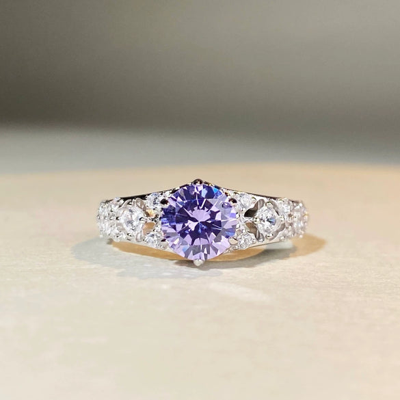Ring Silver Geometric Moissanite Electroplating