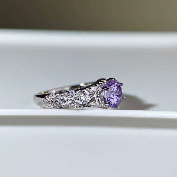 Ring Silver Geometric Moissanite Electroplating