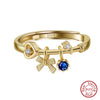 Ring Silver 925 Sterling Bow Cubic Zirconia Sapphire Fragrant Heart Electroplating