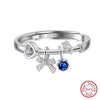 Ring Silver 925 Sterling Bow Cubic Zirconia Sapphire Fragrant Heart Electroplating