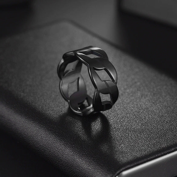 Ring Stainless Steel Chain Shape Geometric Punk Style Electroplated Unisex