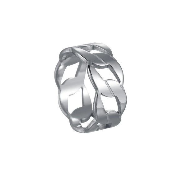 Ring Stainless Steel Chain Shape Geometric Punk Style Electroplated Unisex