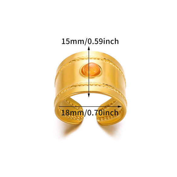 Ring Stainless Steel Double Row Star Snake Inlaid Semiprecious Stone Electroplated