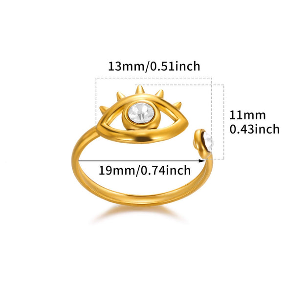 Ring Stainless Steel Double Row Star Snake Inlaid Semiprecious Stone Electroplated