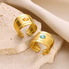 Ring Stainless Steel Double Row Star Snake Inlaid Semiprecious Stone Electroplated