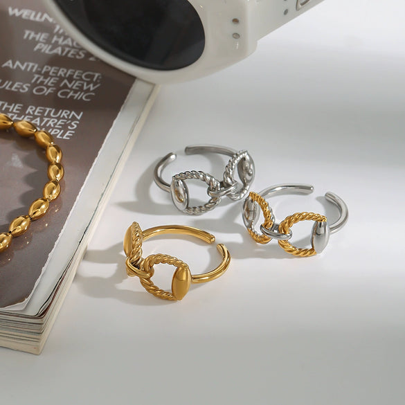 Ring Stainless Steel Double Thread Horseshoe Animal Zodiac Electroplating