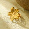 Ring Stainless Steel Flower 18K Gold Plated Electroplating French Retro Fashion Design Women's Open