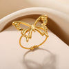 Ring Stainless Steel Geometric Bow Electroplated Design Women's Jewelry