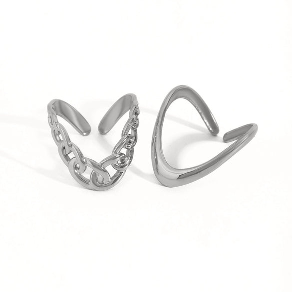 Ring Stainless Steel Geometric Electroplating Minimalist Design Women's