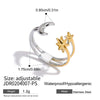 Ring Stainless Steel Geometric Electroplating Star Moon Design Female