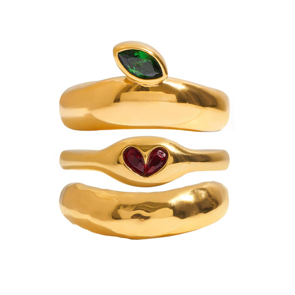 Ring Stainless Steel Geometric Electroplating