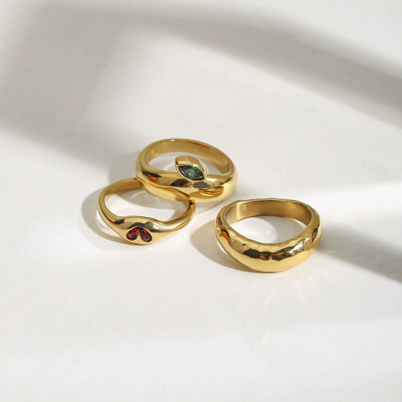 Ring Stainless Steel Geometric Electroplating
