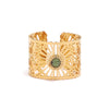 Ring Stainless Steel Geometric Hollow Inlaid Natural Stone Opening Electroplating Women's