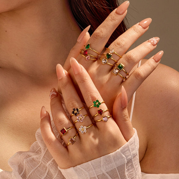 Ring Stainless Steel Geometric Light Luxury Electroplating Jewelry For Women