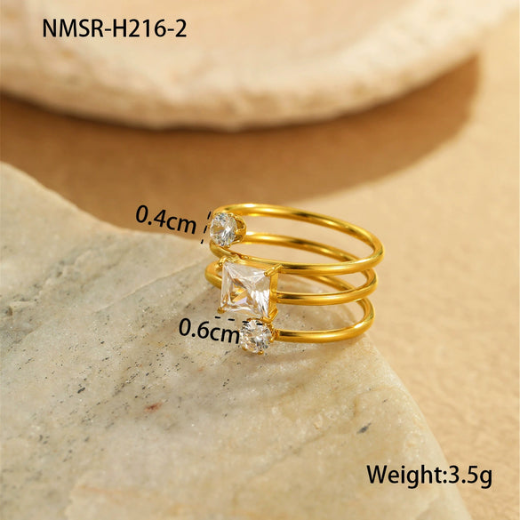 Ring Stainless Steel Geometric Light Luxury Style Electroplated
