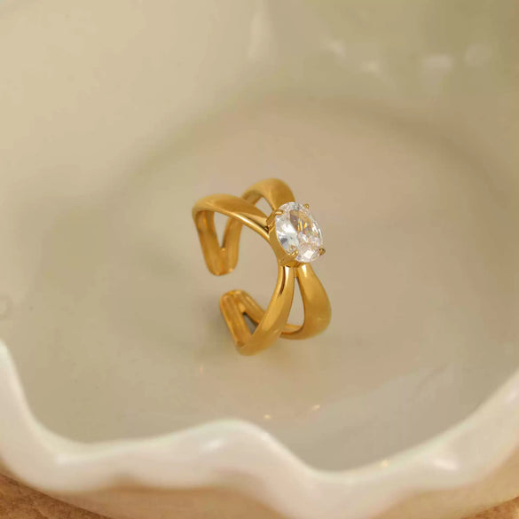Ring Stainless Steel Geometric Light Luxury Style Electroplated