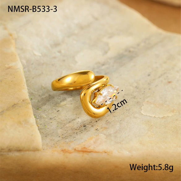 Ring Stainless Steel Geometric Light Luxury Style Electroplated
