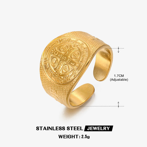 Ring Stainless Steel Geometric Oil Pressure Women