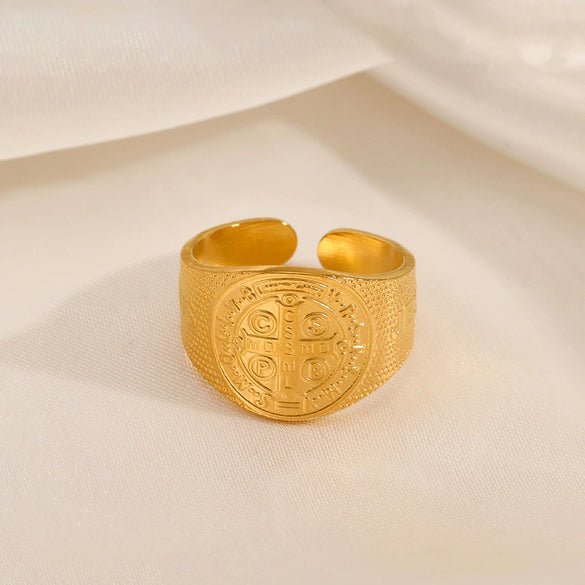 Ring Stainless Steel Geometric Oil Pressure Women