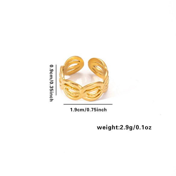Ring Stainless Steel Geometric Open Heart Leaves Electroplating