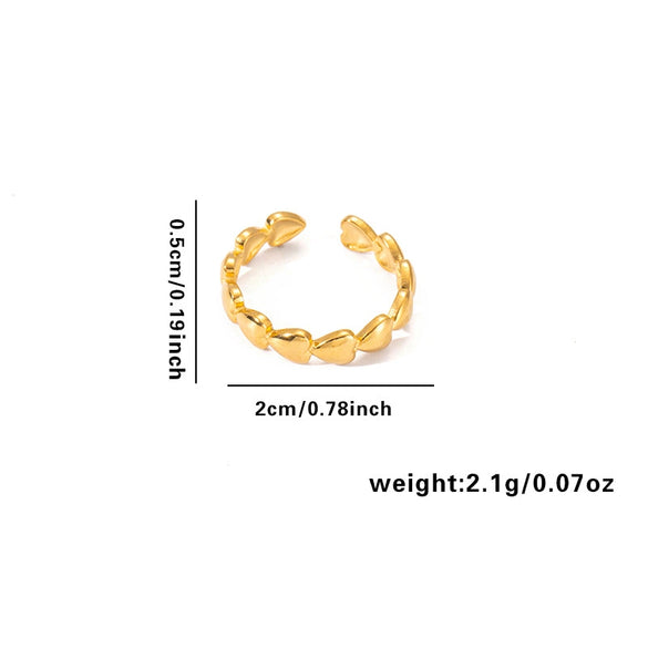 Ring Stainless Steel Geometric Open Heart Leaves Electroplating