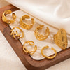 Ring Stainless Steel Geometric Open Heart Leaves Electroplating