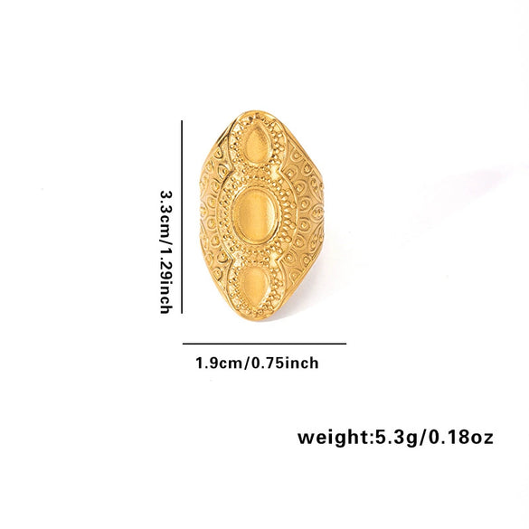 Ring Stainless Steel Geometric Open Heart Leaves Electroplating
