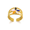 Ring Stainless Steel Geometric U Shape Oil Dripping Enamel Colorful Real Gold Electroplated