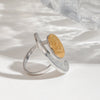 Ring Stainless Steel Gold And Silver Color Matching Hammer Pattern Geometric Moon And Sun Electroplating