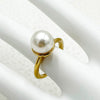 Ring Stainless Steel Gold Plated Diamond Star Freshwater Pearl French Retro Electroplating