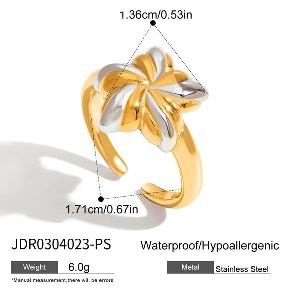 Ring Stainless Steel Gold Plated Star Retro Style