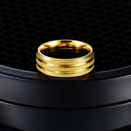 Ring Stainless Steel Goldplated Geometric Frosted Light Luxury Jewelry