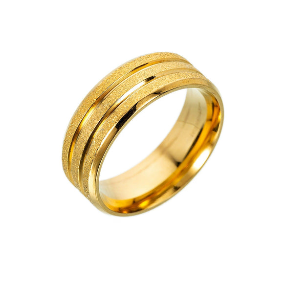 Ring Stainless Steel Goldplated Geometric Frosted Light Luxury Jewelry