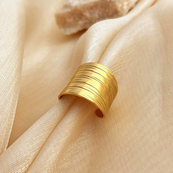 Ring Stainless Steel Heart Geometric Natural Style Electroplating Unisex Opening Adjustable