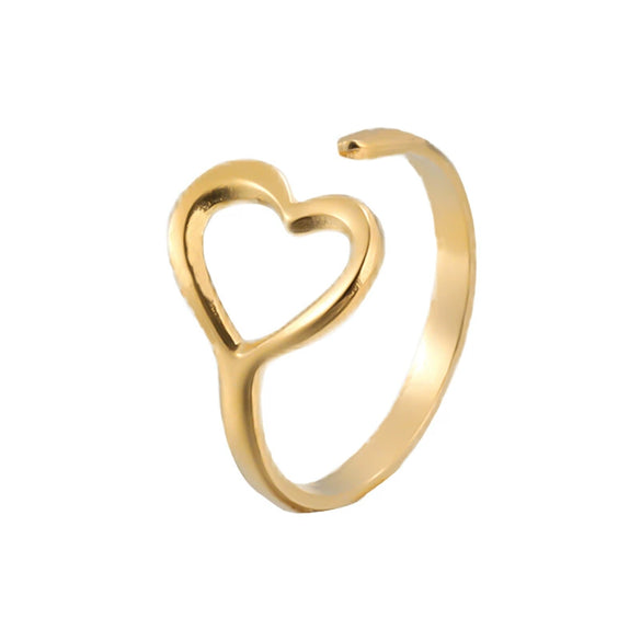 Ring Stainless Steel Heartshaped Electroplated Sweet Style Women's