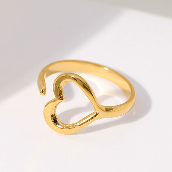 Ring Stainless Steel Heartshaped Electroplated Sweet Style Women's